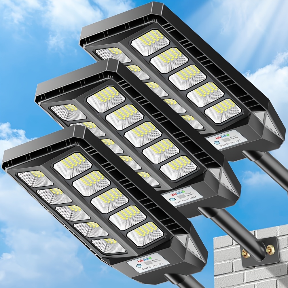 Image of Adewalk Solar Lights Outdoor, Ip67 Street Lights Outdoor, Dusk To Dawn Solar Security Flood Lights Motion Sensor With Remote Control For Yard, Entryway Garage, Porch 3-pack