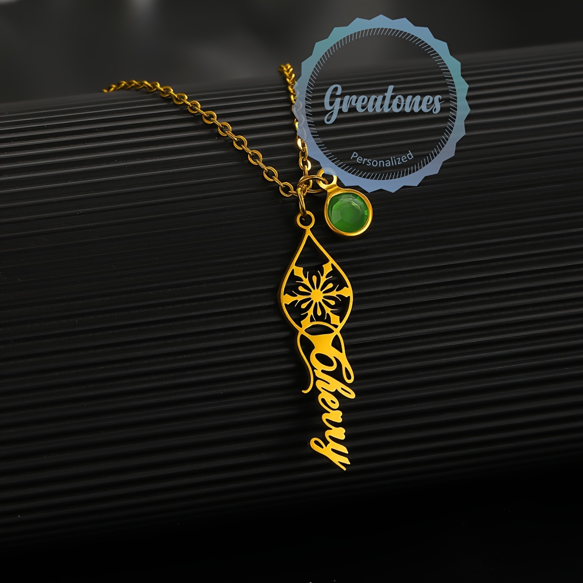 Custom Stainless Steel Teardrop Snowflake Name Necklace