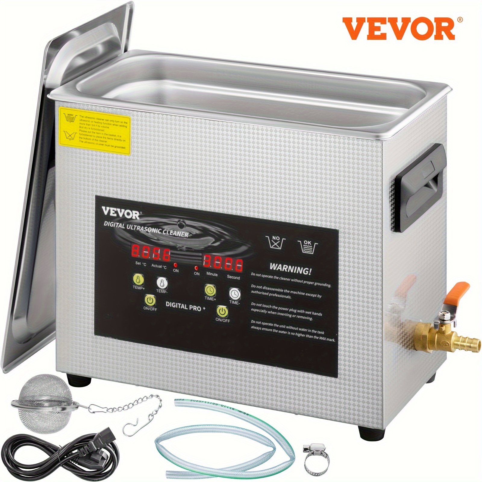 

Vevor 6l Upgraded Ultrasonic Cleaner (400w Heater, 180w Ultrasonic) Professional Ultrasonic Parts Cleaner With Heater Timer For Jewelry Glasses Instruments Cleaning