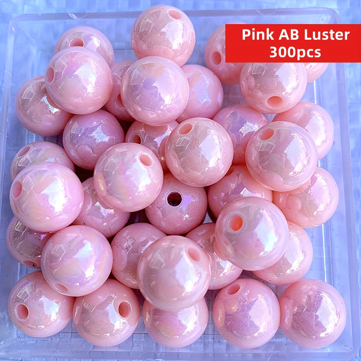 TEMU 300 Stück/150 Stück 8 mm Acrylperlen, Rosa AB-Glanz, Runde Perlen, Gerades Loch-Design, Geeignet für DIY-Handarbeiten, Halskette