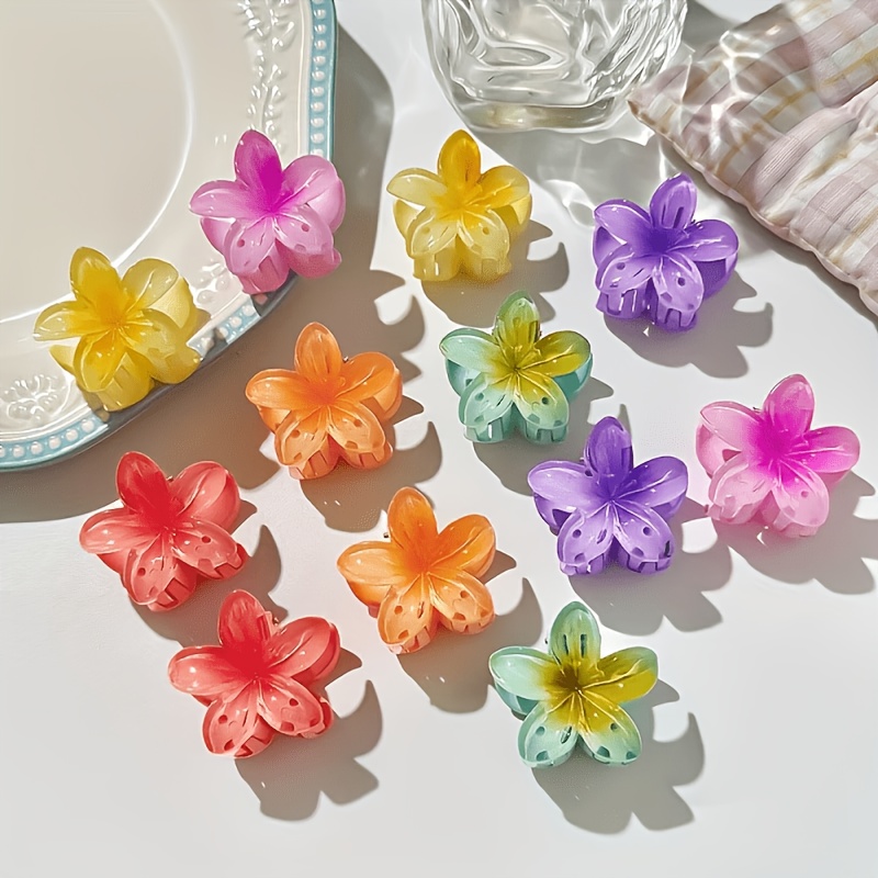 6pcs Random Color Frangipani Hair Additions, Beach Style