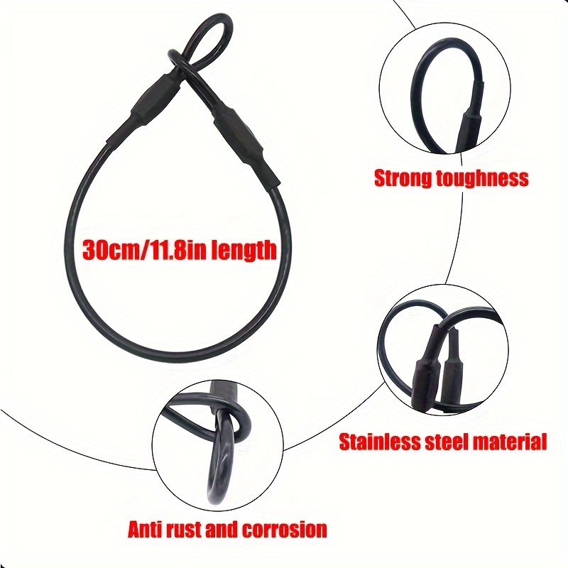 

30cm Universal Motorcycle Helmet Anti-theft Rope - Stainless Steel Wire