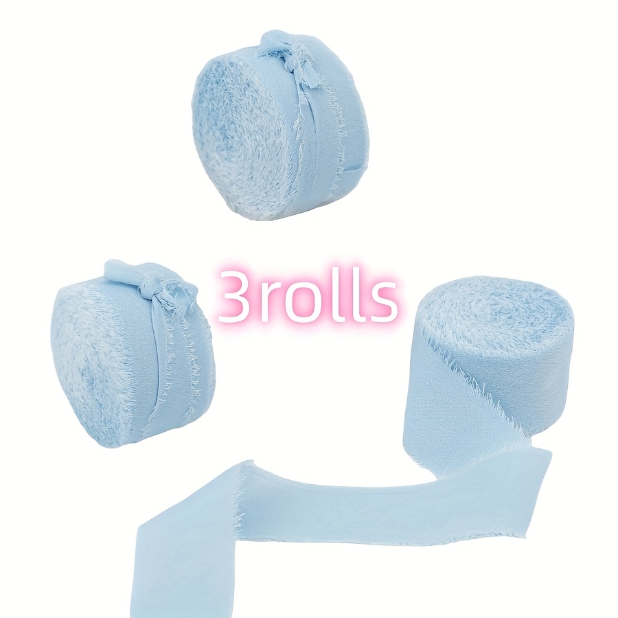 TEMU 3 Rouleaux de Ruban en de Soie - 1" de Largeur x 9 par Rouleau (Total de 27 ) Tissu à Franges pour Invitations de Mariage, Bouquets de Mariée,