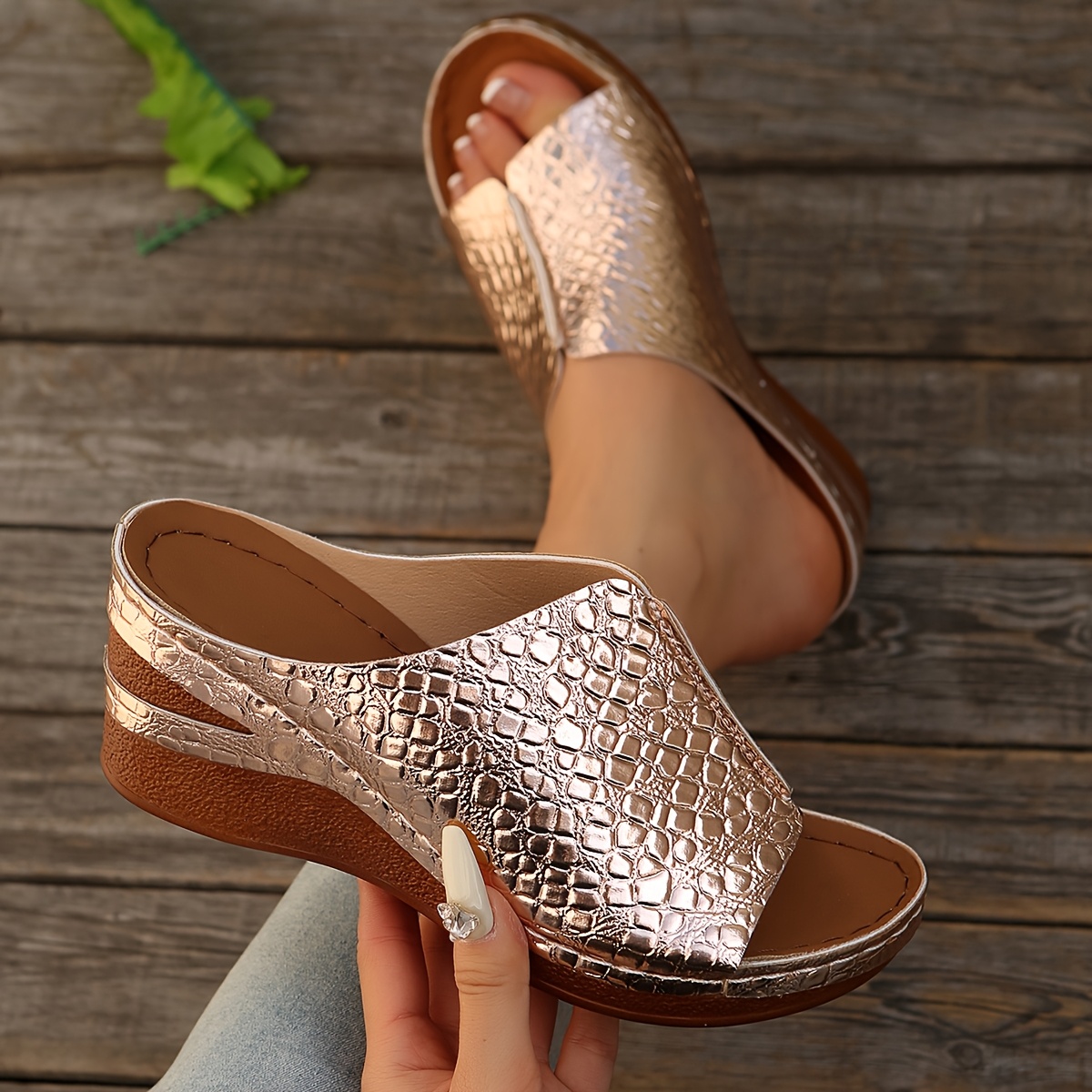 TEMU Sandales à talon incliné, nouvelles chaussures d'été décontractées pour femme, tongs tendance, chaussures décontractées à bout en poisson et