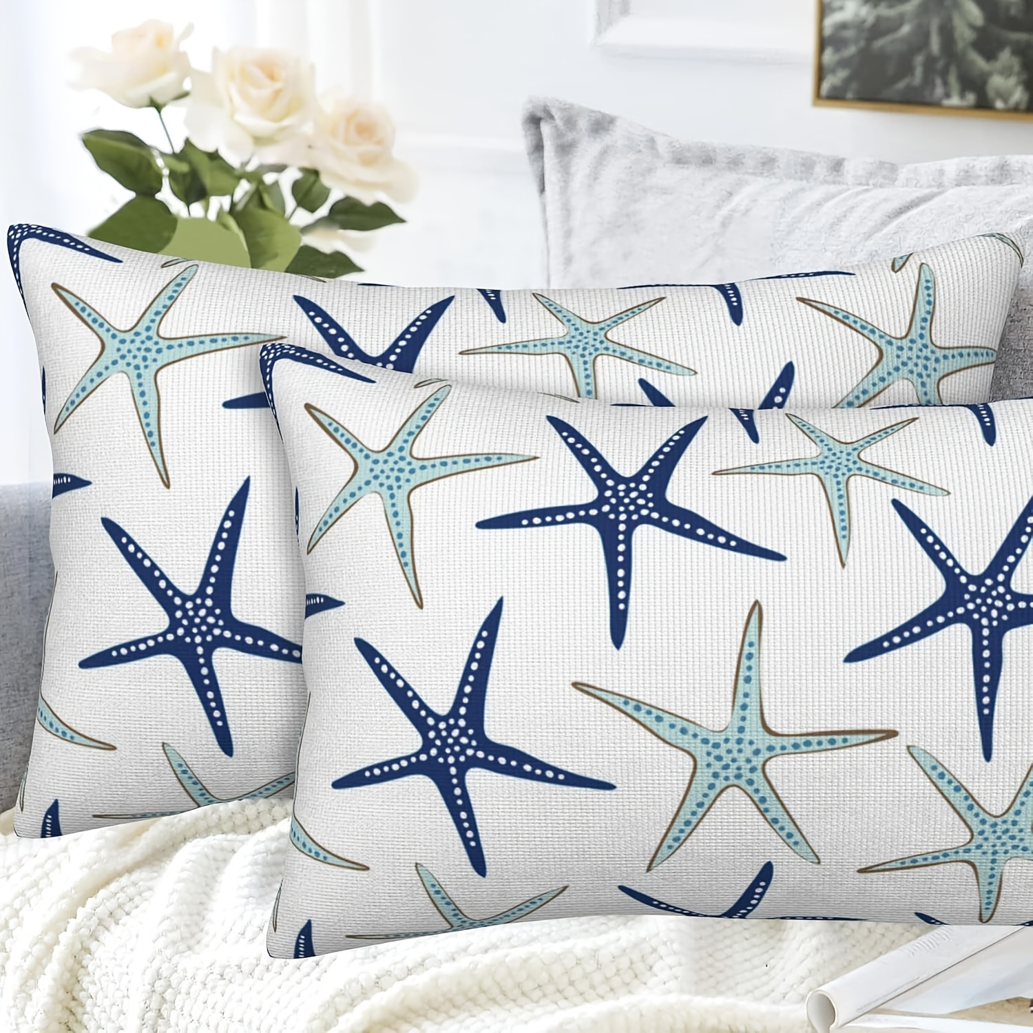 2pcs nautical pillow covers navy blue turquoise Temu
