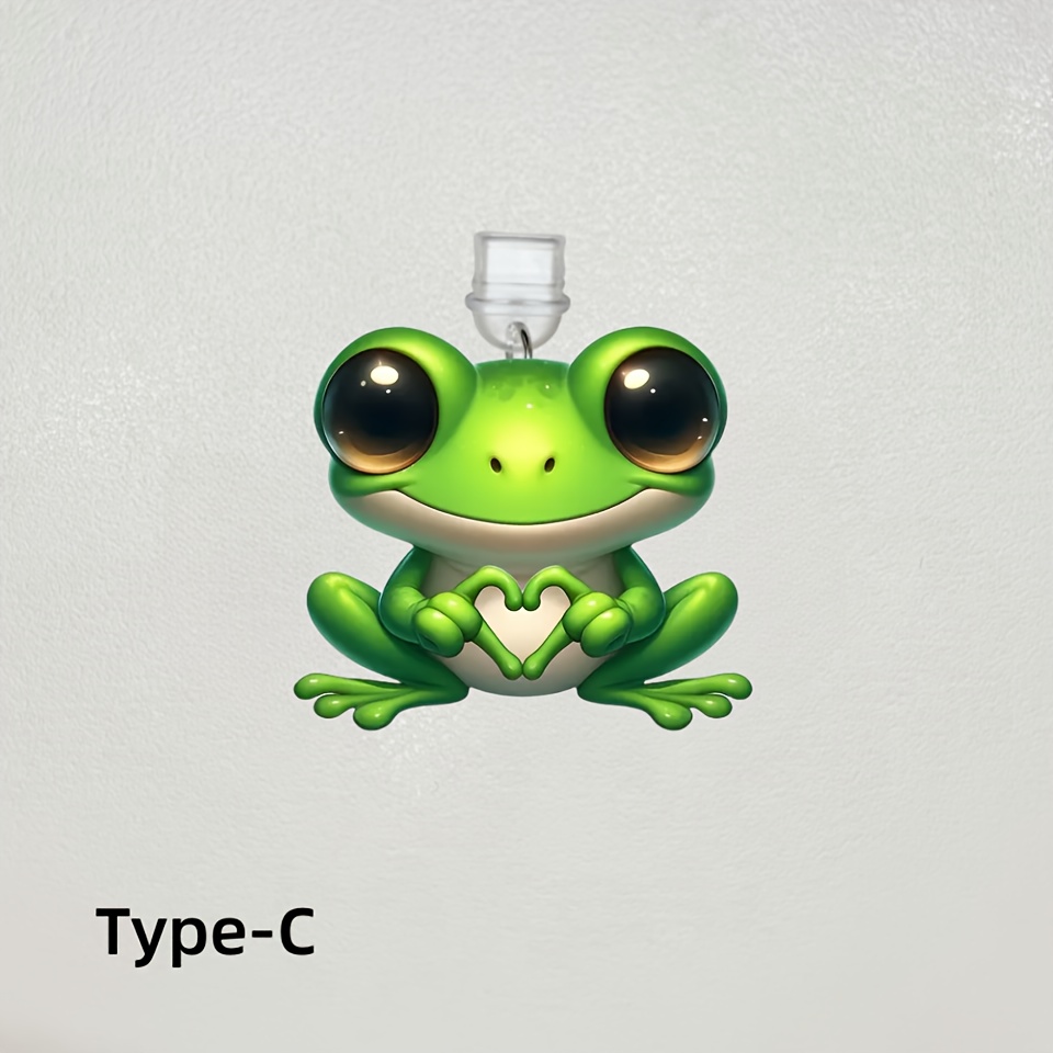 E-shop Entzückender Grüner Liebesfrosch-Acryl-2D-Staubstopfen für Handy Geeignet für Typ-C/Blitz-