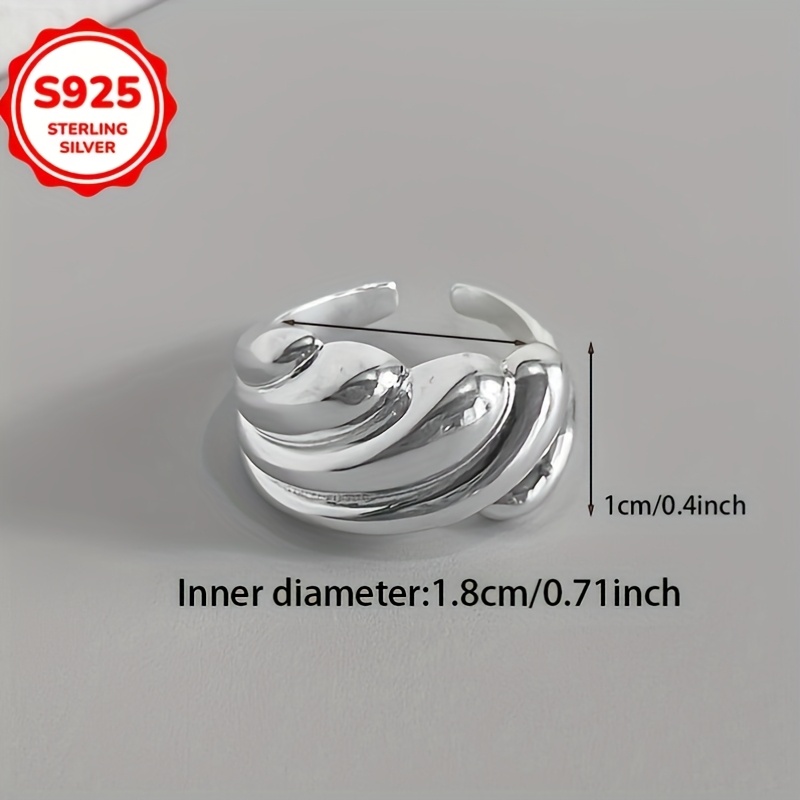 925 Sterling Silver Wave Open Ring - Hypoallergenic Fashionable Layered Design