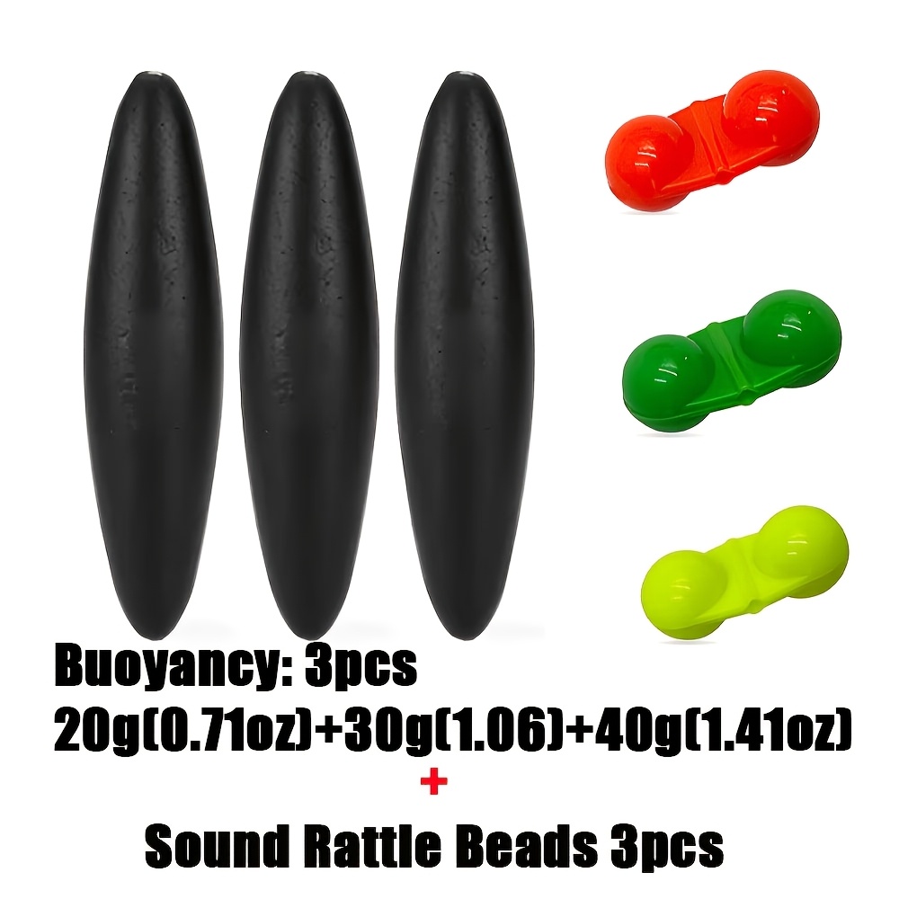 E-shop 3er-Set EVA Inline Angelposen mit 3er-Set Sound Rassel Perlen | Auftrieb 20g/30g/40g, Gemischte Farbe, Horizontale Posen für Wels &