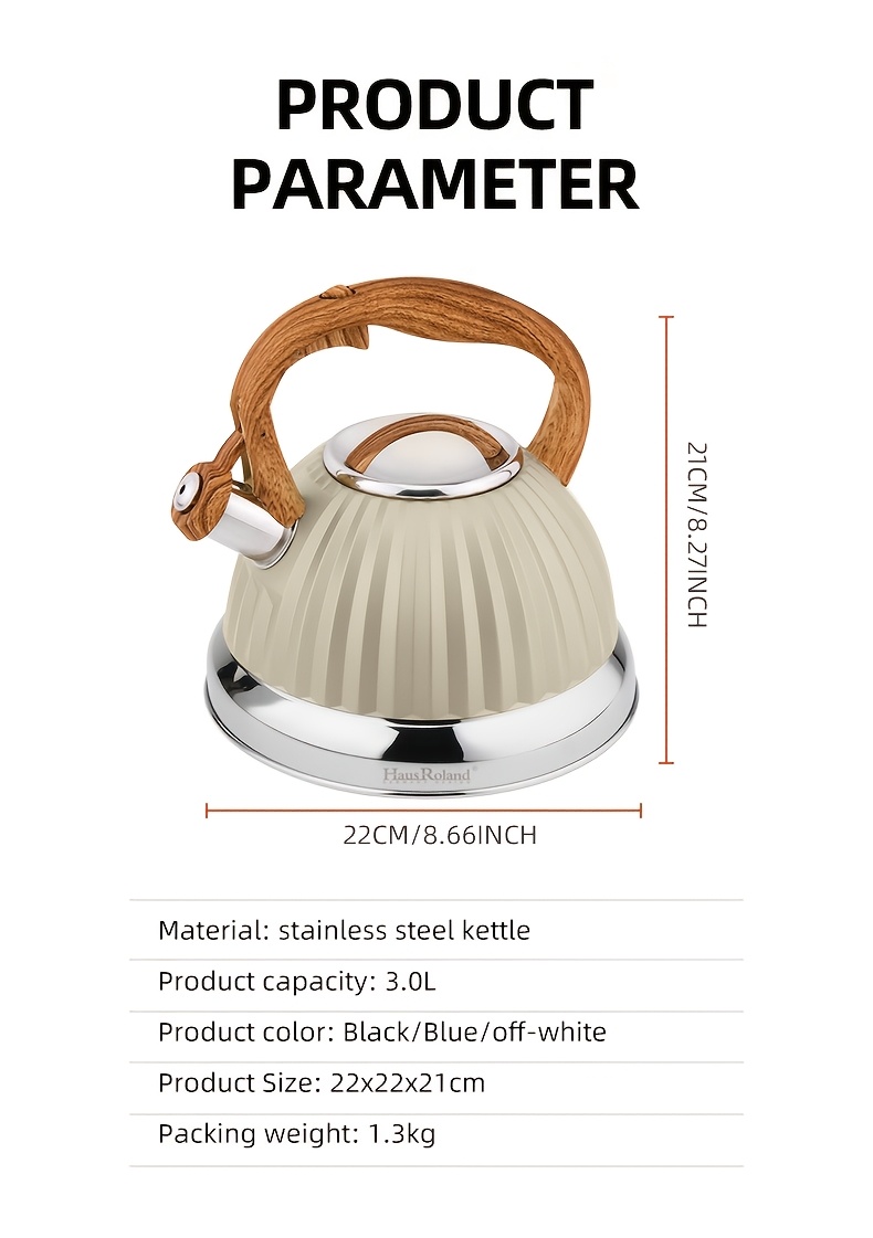 3l stainless steel   kettle with wood grain handle fast boiling easy clean for gas induction stoves   lightweight for home and outdoor use details 2