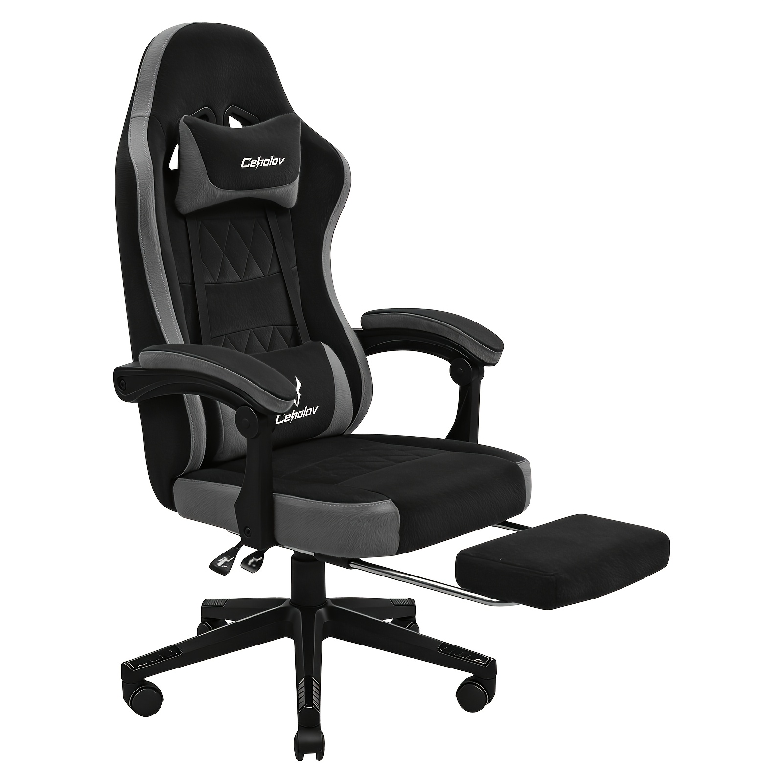 Image of Ergonomic Gaming Chair With Footrest And Adjustable Lumbar Support, High Back Chair, Supports Backrest Tilt Function, Suitable For Home Office And Gaming