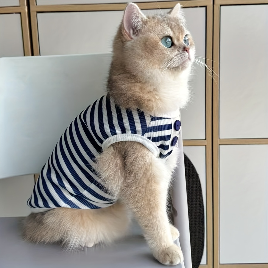 TEMU 1pc Pet Clothes Spring And Autumn Summer Wear Thin Pet Striped Vest Schnauzer Teddy Bichon Pomeranian Poodle Small Dog Clothes