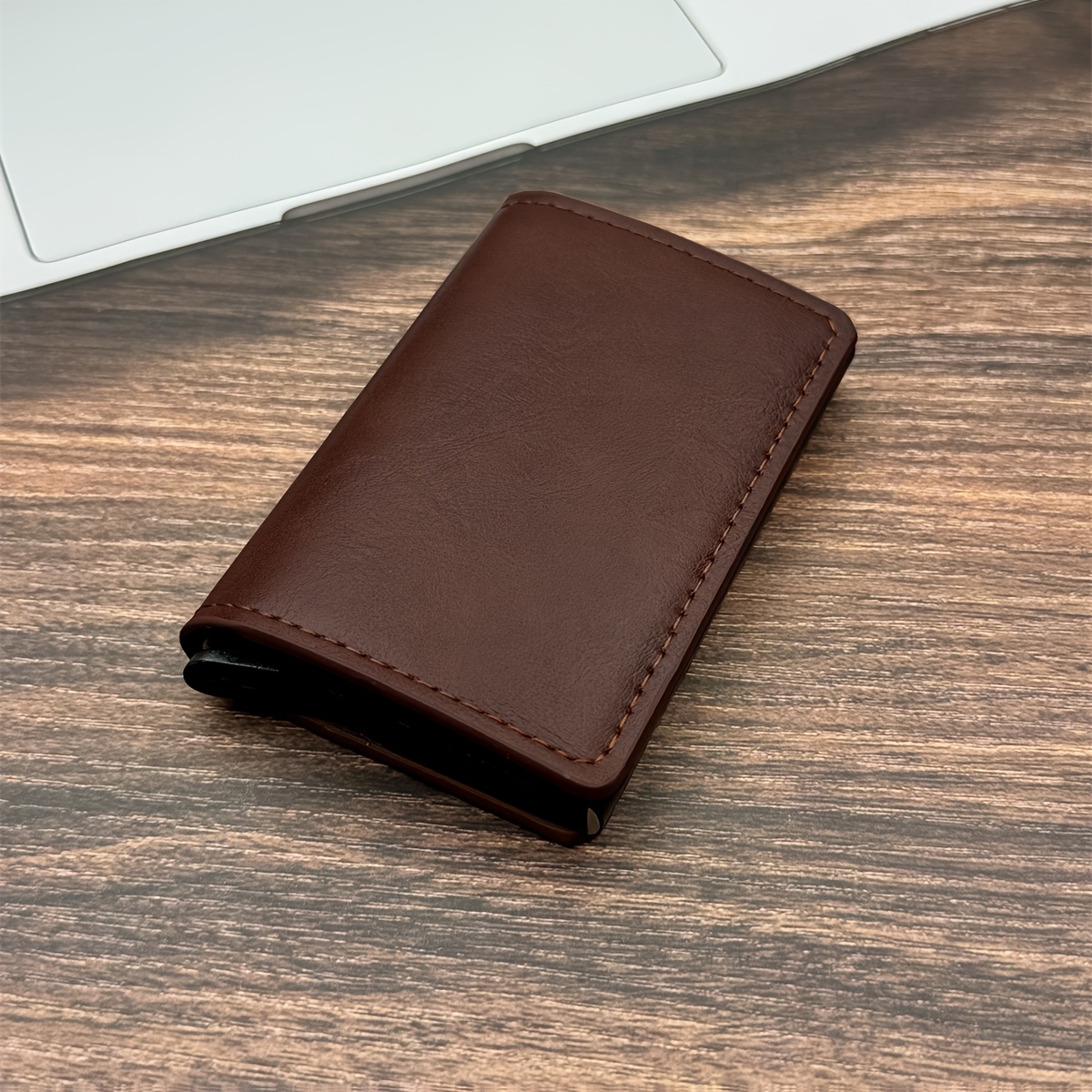 1   mens wallet carbon fiber card holder automatic   up aluminum alloy 6 colors rfid blocking pu leather anti theft card case anti demagnetization   christmas gift   color 8