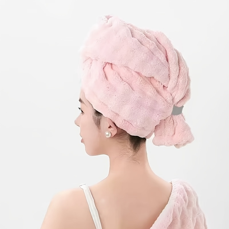 TEMU Cuffia per asciugare i capelli di grandi dimensioni a larga, cuffia da bagno da donna ad asciugatura rapida super assorbente, asciugamano con