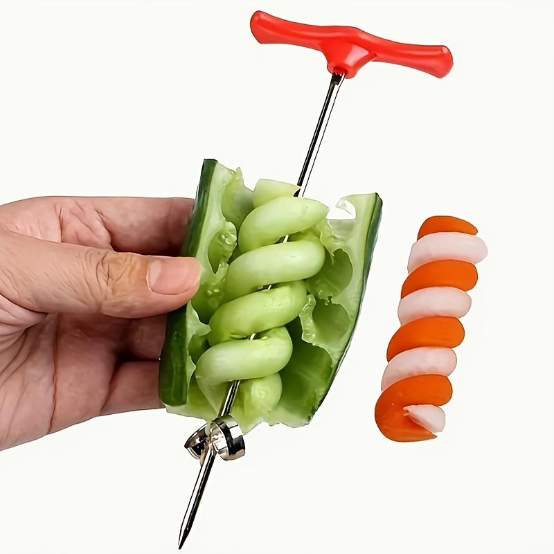 A Stainless Steel Spiral Vegetable And Fruit Spiralizer, Cucumber Slicer, Creative Vegetable Shaper, Kitchen Gadget