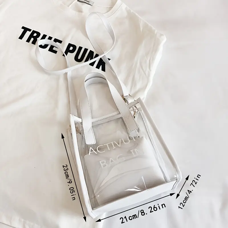 clear pvc bag for women stylish summer shoulder bag with activity bag pink transparent handbag for beach travel events event bag trendy jelly bag durable clear bag details 3