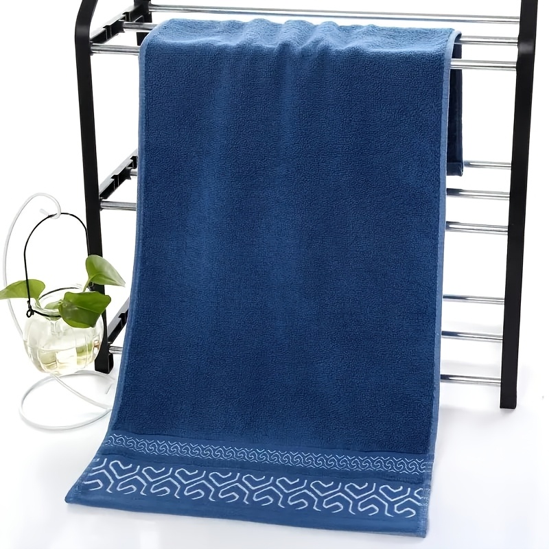 1pc towel, 3 color options (blue/gray/white) | thick & soft, heavy-duty , thickened design, geometric pattern, for adults | spa, gym, home, bathroom, towel for women, bath towels high quality, plus size bath towel for men, large microfiber towel, good quality towels, spa towel, towel, towel, decorative towel, soft towel, fabric, absorbent towel, oversized towel, luxury towel, men s bath towel Product details 2