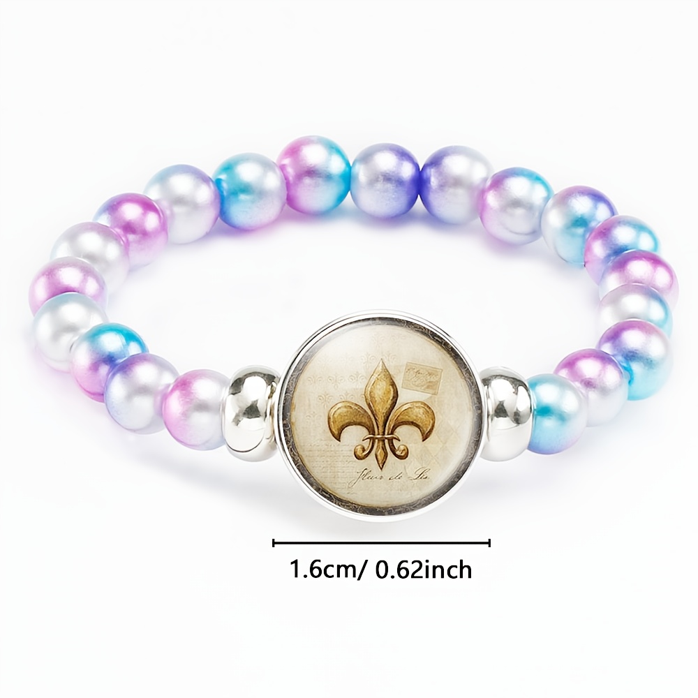 Fashionable Rainbow-Colored Plastic Beaded Bracelet, Retro Design
