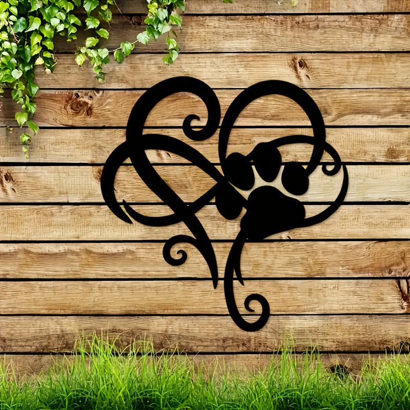 

Paw Print Metal Wall Art - Perfect Memorial For Dogs, Cats & Pet Moms - Indoor/outdoor Home Decor