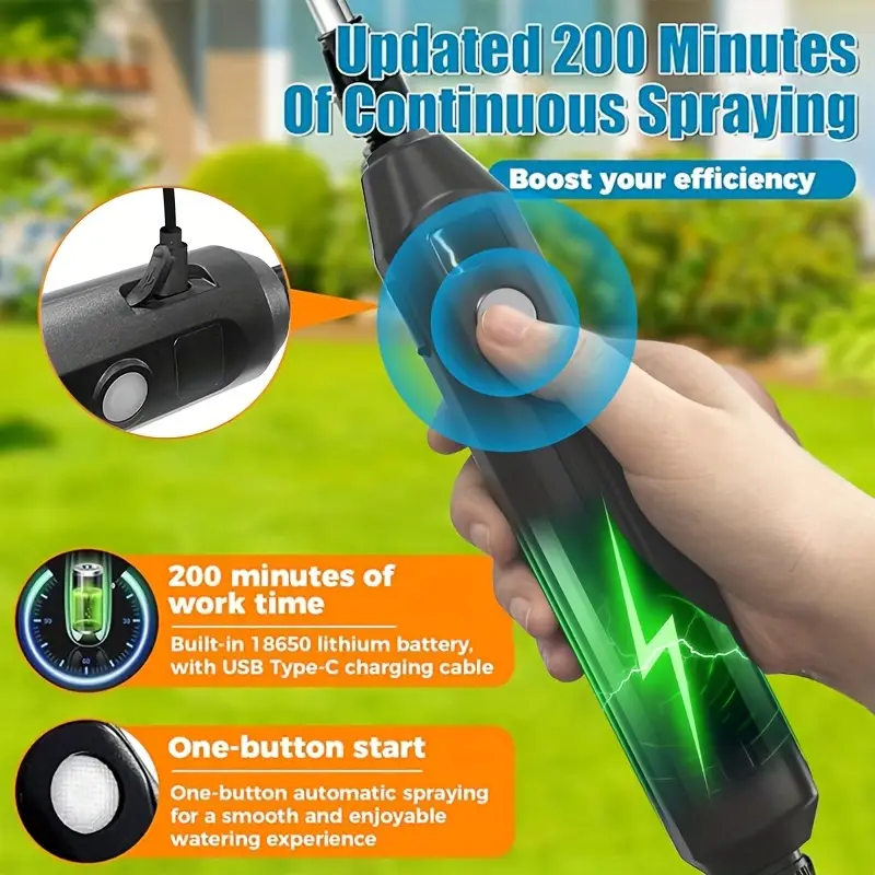 1 32 2 11 gallon usb rechargeable sprayer shoulder strap electric spray bottle with adjustable nozzles portable electric watering can 1500mah battery spray nozzles adjustable strap blue suitable for garden agriculture watering fertilizing details 6