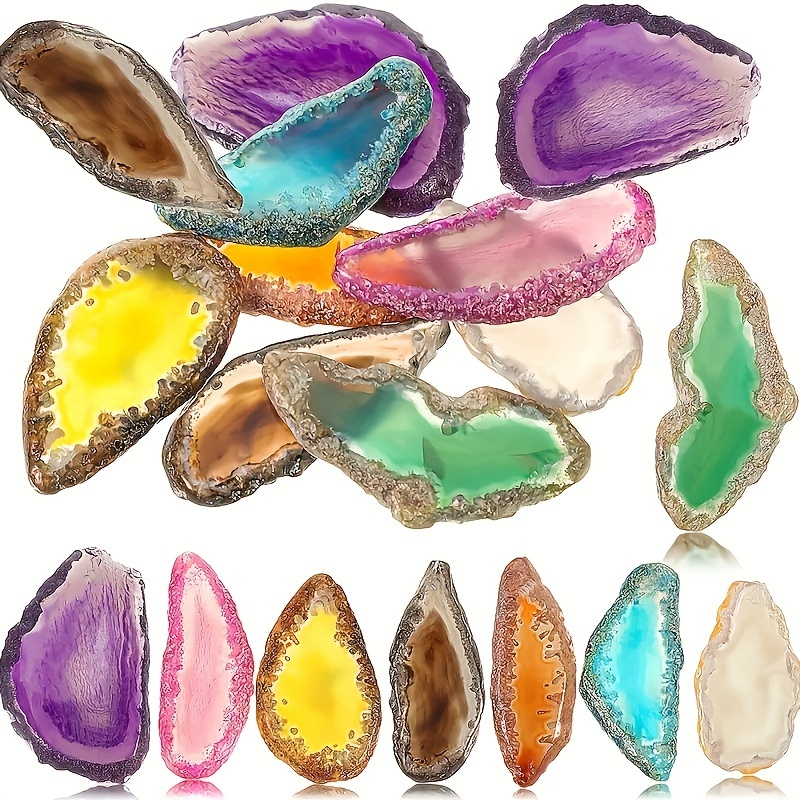 

7 Pcs Colorful Agate Slices Set, Polished Irregular Agate Pendant, Natural Stone Craft Pieces, Perfect For Wind Chimes & Diy Jewelry Making, Ideal Gift For All Astrological Signs
