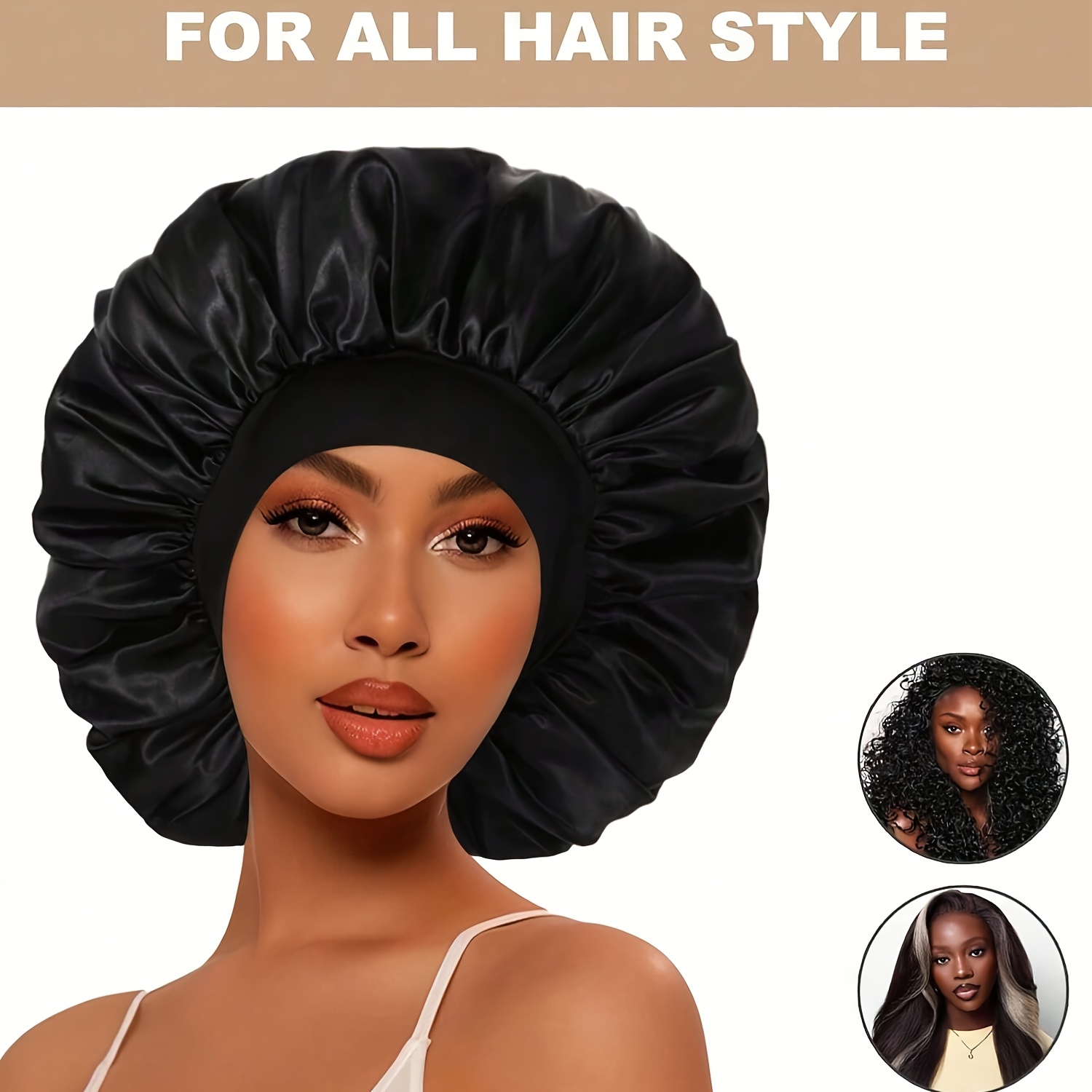 6pcs AWEGEO Women's Satin Bonnet with Elasticated Wide Brim - Breathable Sleep Cap Suitable for Travel, Spa, Daily Use | Elegant Hair Protection Hat, Spring/Fall Accessory