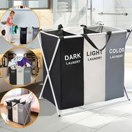 180L 3-Section Laundry Sorter - Collapsible Hamper For Bedroom & Laundry Room Organization