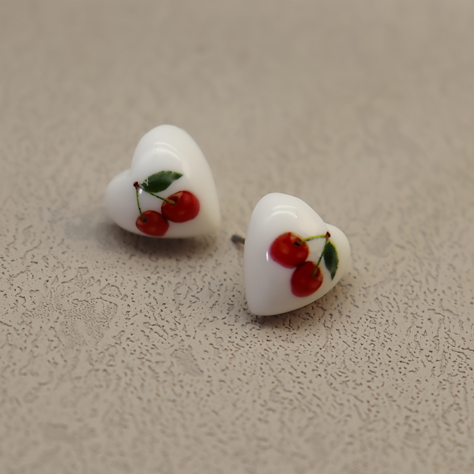 1 Pair Cute Floral Cherry Small Love Heart Exquisite All-match Earrings