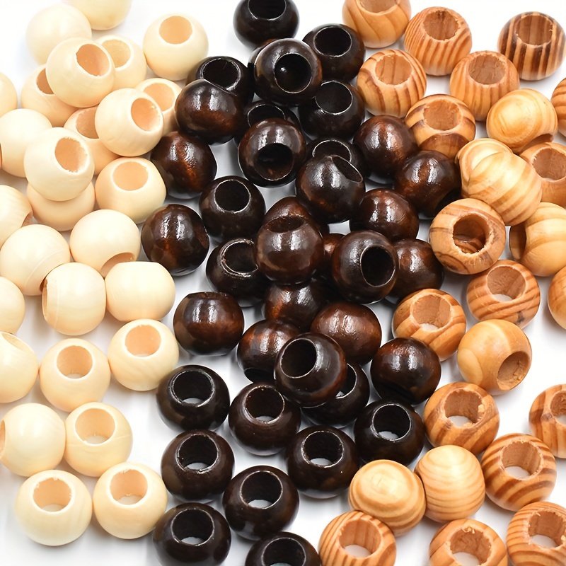 

60-piece Beads Assortment For Making - Unfinished Wooden Spacer Beads With Large 10mm Hole - Craft Beads For Bracelets, Necklaces, And Art Projects