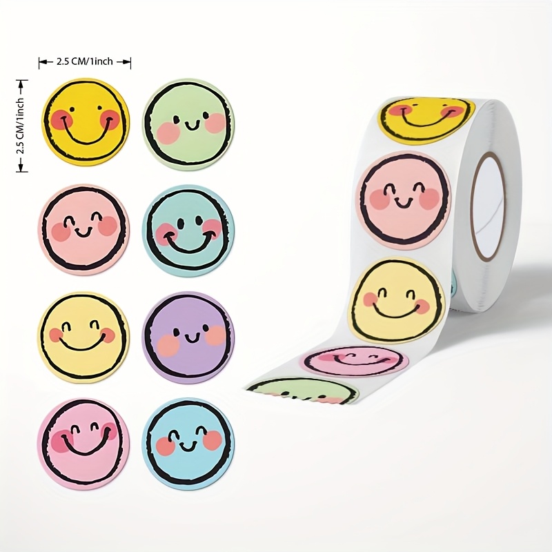 Image of 500 Assorted Colorful Face Stickers, Each Measuring 1.0 Inch, Ideal For Scrapbooking, Learning Rewards, Gift Tags, And Sealing Paper Envelopes. Round Stationery Stickers Are Perfect For Uses