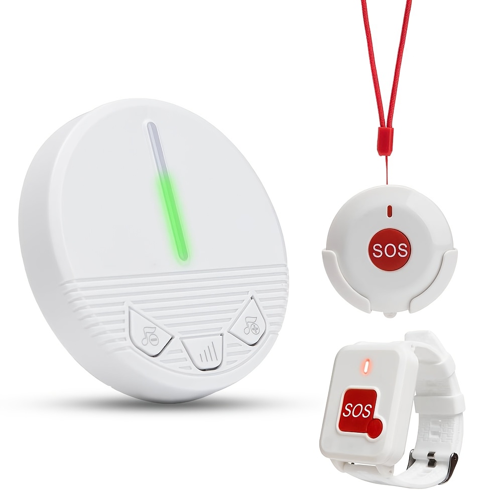 1 Plugin Receiver + 2 SOS Buttons | Caregiver Pager Emergency Button for Elderly Alert System, Life Alert Systems for Seniors, Call Bell for Patients at Home