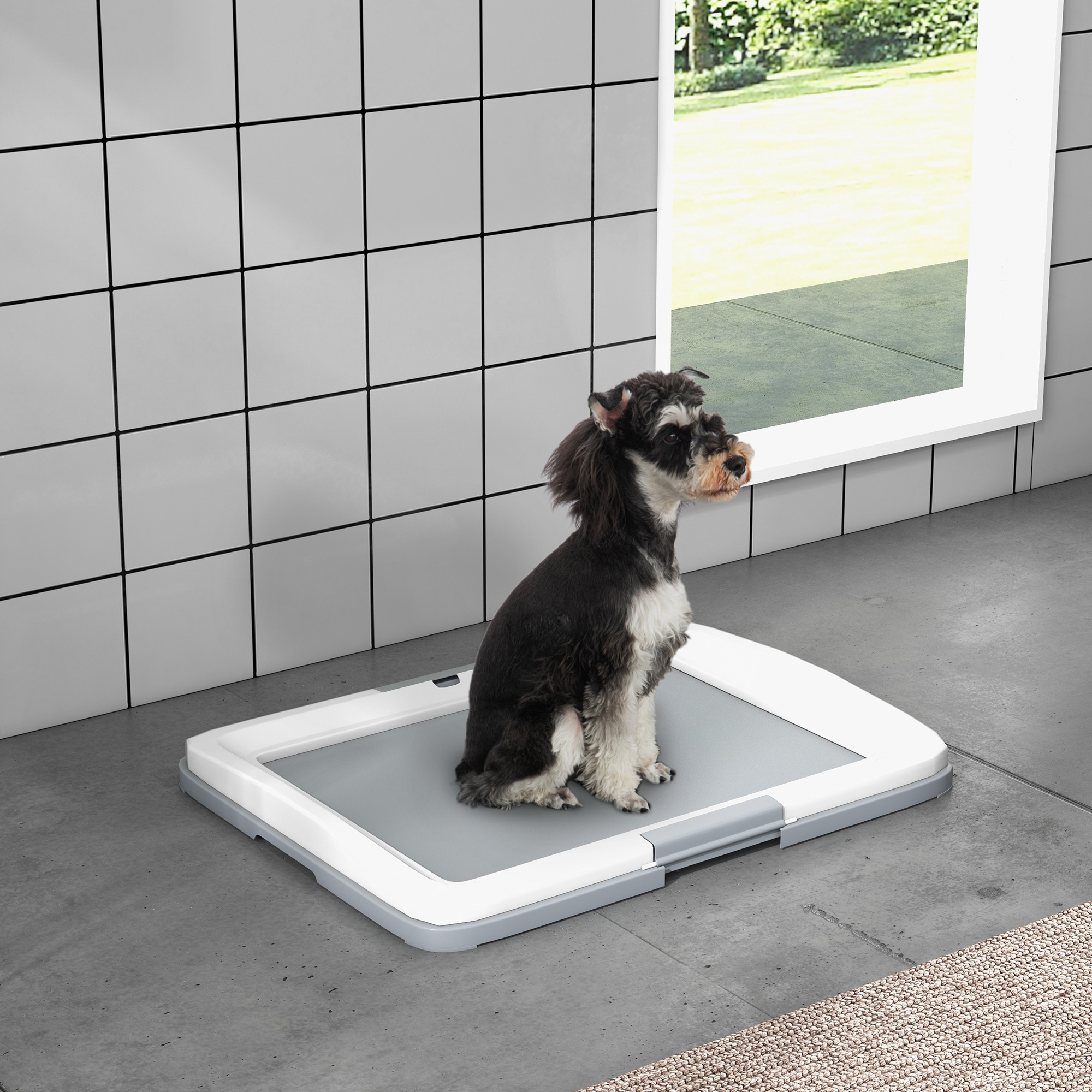 TEMU Pawhut Support de Tapis d'Apprentissage, 25' X 19' Plateau d'Apprentissage pour Chien Intérieur Extérieur, Gris