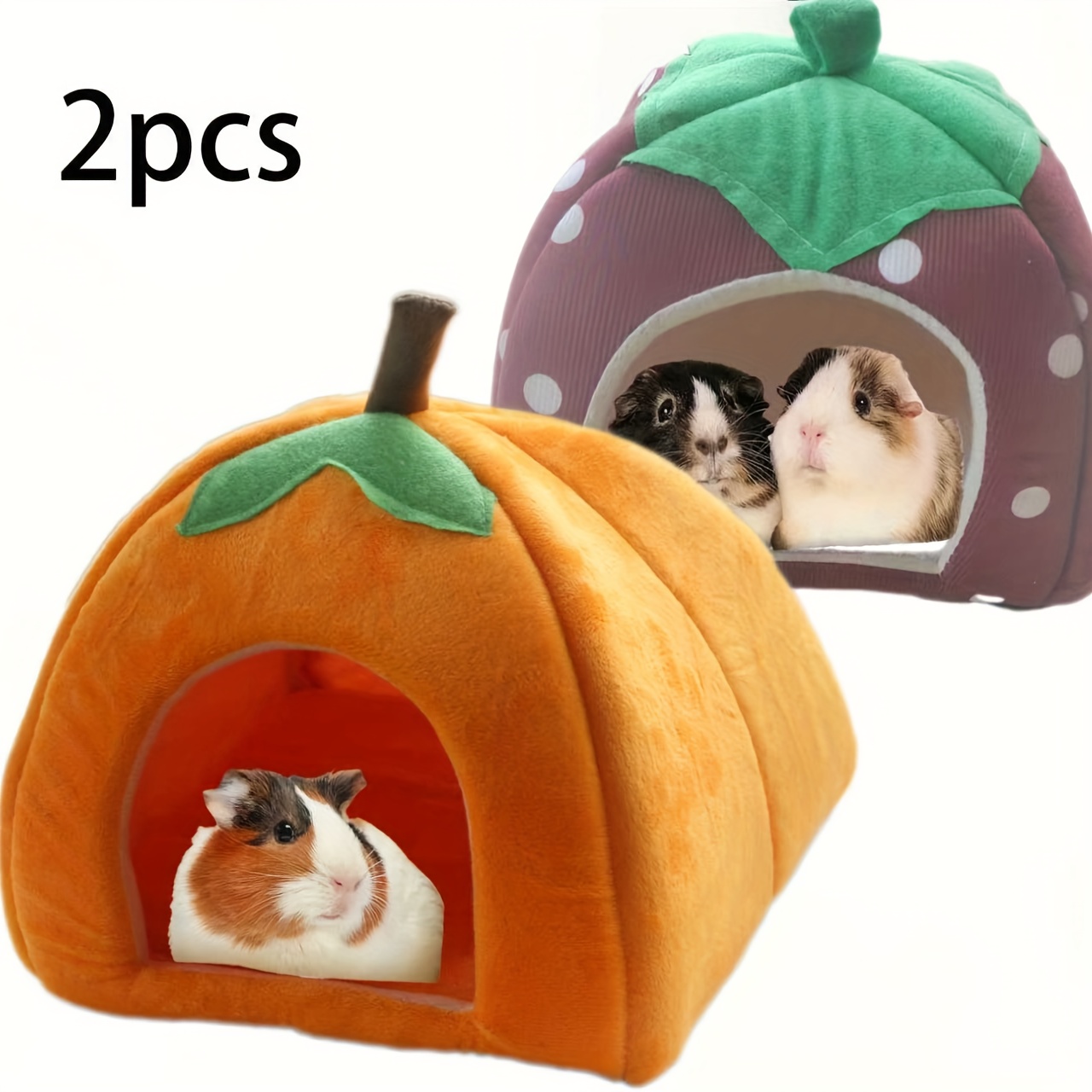 2pcs pumpkin shaped removable and washable small pet warm villa style semi enclosed soft indoor pet house multiple colors Product details 0