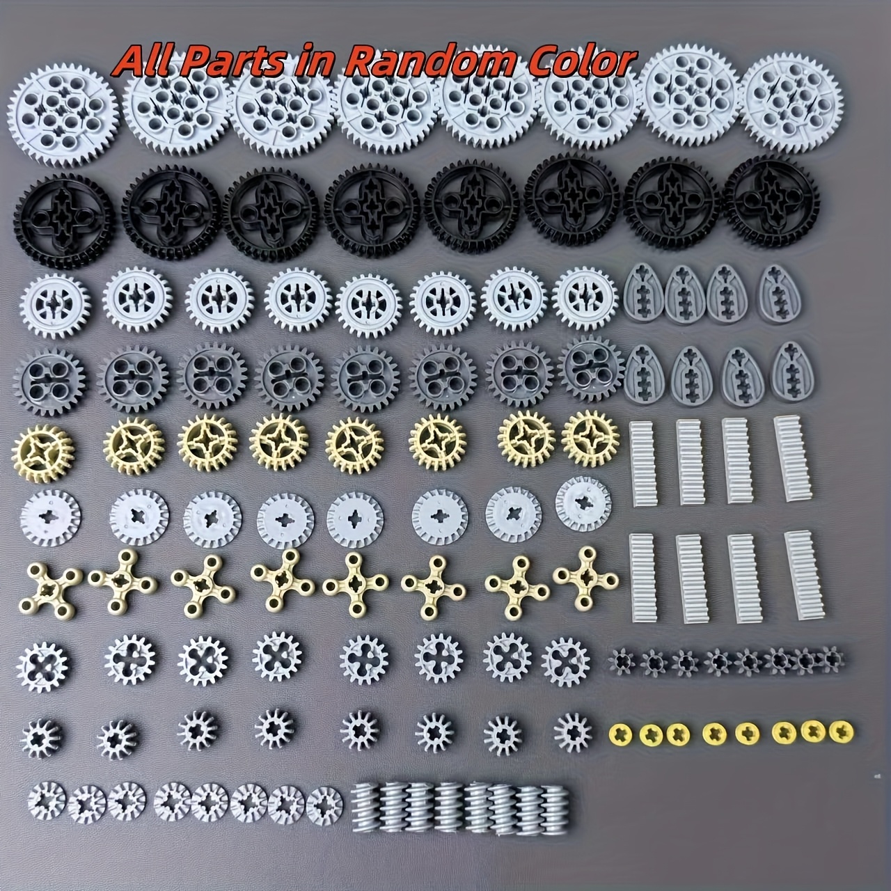 Image of Moc Technical Building Block Parts , Mechanical Gearbox Plug-in Additions Set, Turbine Teeth Gear Parts Kit, Small Particle Additions, Random Color