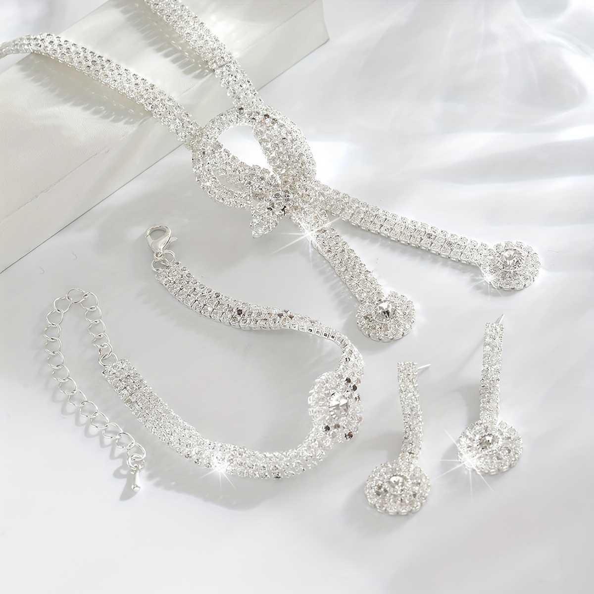 Necklace + Earrings Pair + Bracelet Set for Evening Dress Jewelry