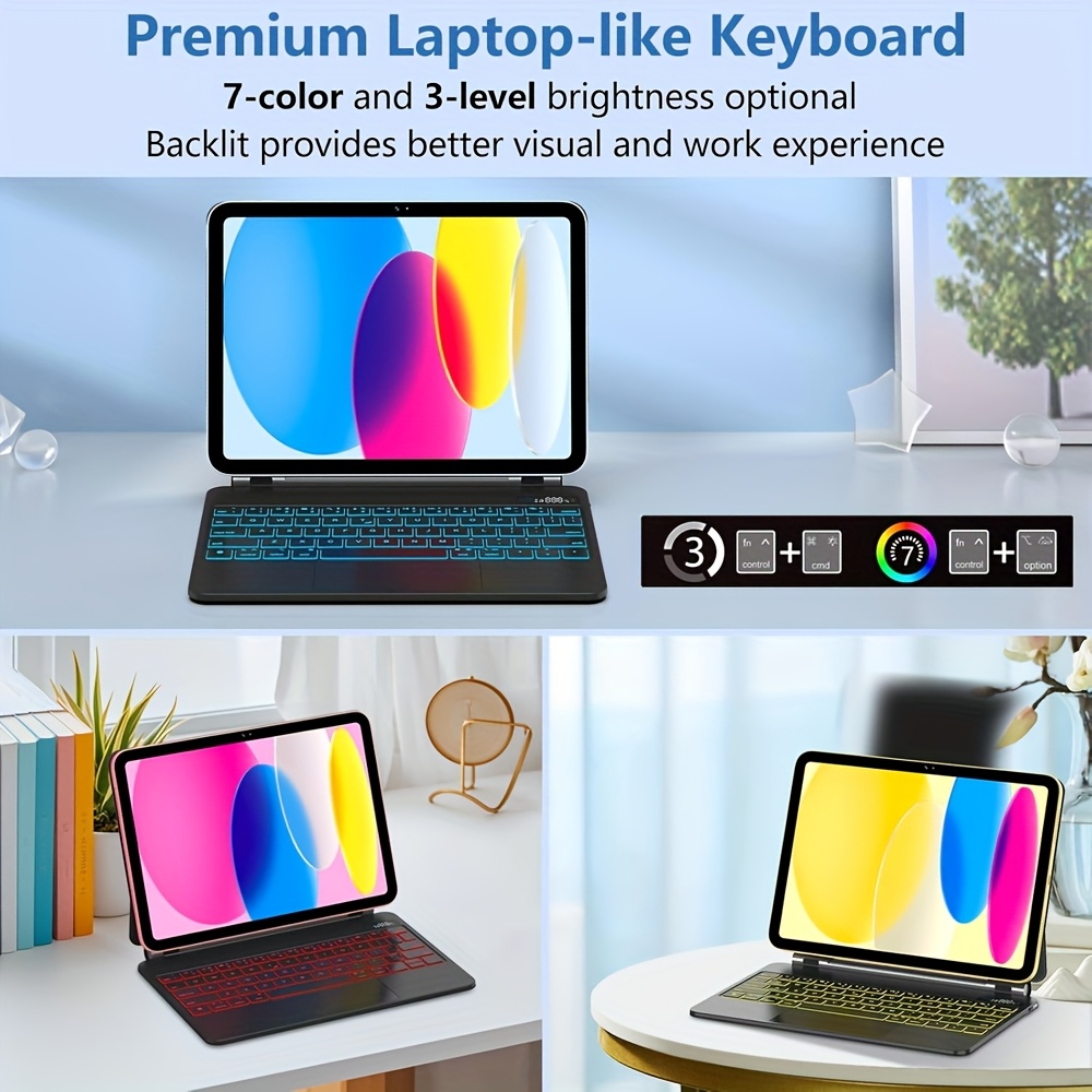 [Solely Magic Keyboard Case2]: Magnetic Attach, Multi-Gesture Trackpad, 7-Color Backlit, Shortcut Keys for Ipad 8.3