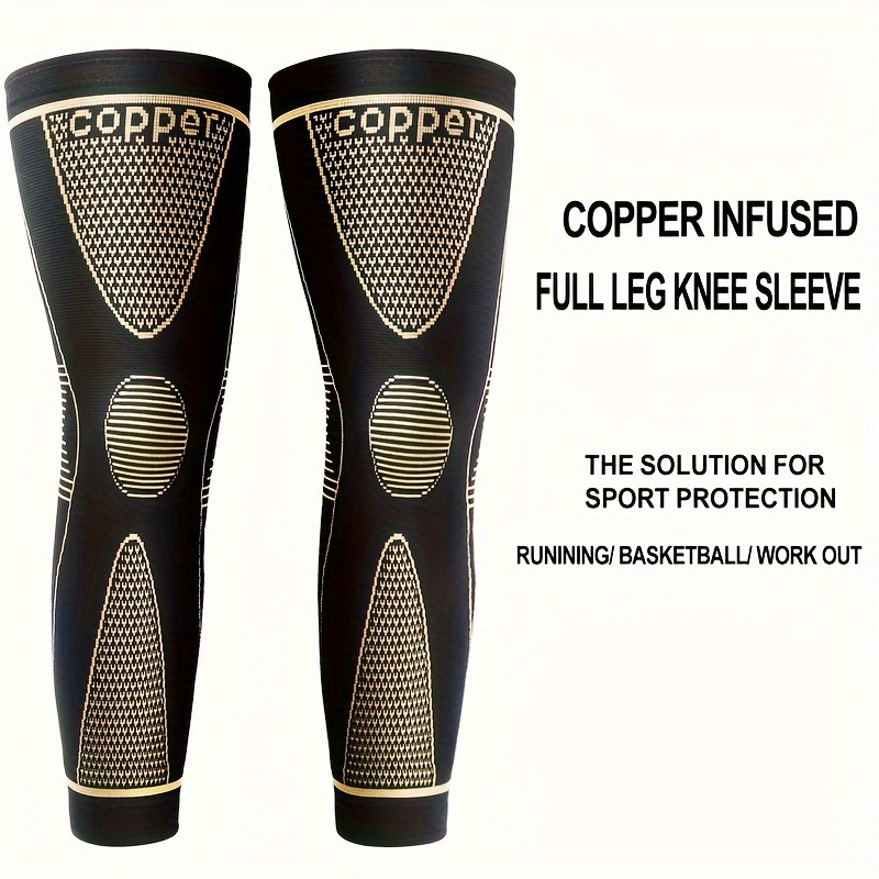 

2pcs/1 Set Long Copper Sleeves, Knee Sleeves For Men And Women, Suitable For, Basketball, Volleyball, Golf, Running, Hiking, Warm And Breathable, Suitable For Use, Perfect Gift !