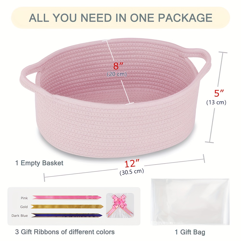 TEMU Gift Basket, Woven Basket With Gift Bag And Ribbon, 12" X 8" X 5", For Presents, Birthday & Easter Gift Baskets, Baskets For Gifts, Holiday