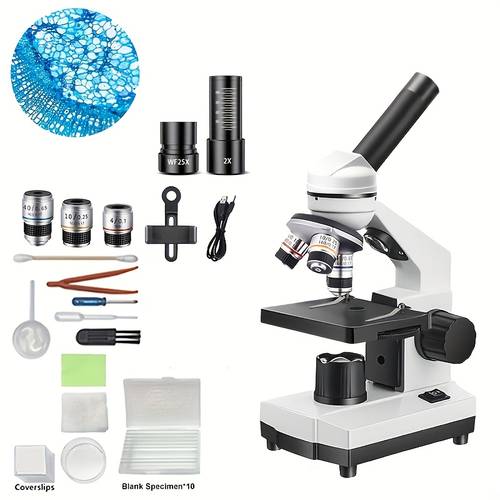 professional compound microscopes for adults magnification lab home microscope with phone adapter complete slides set