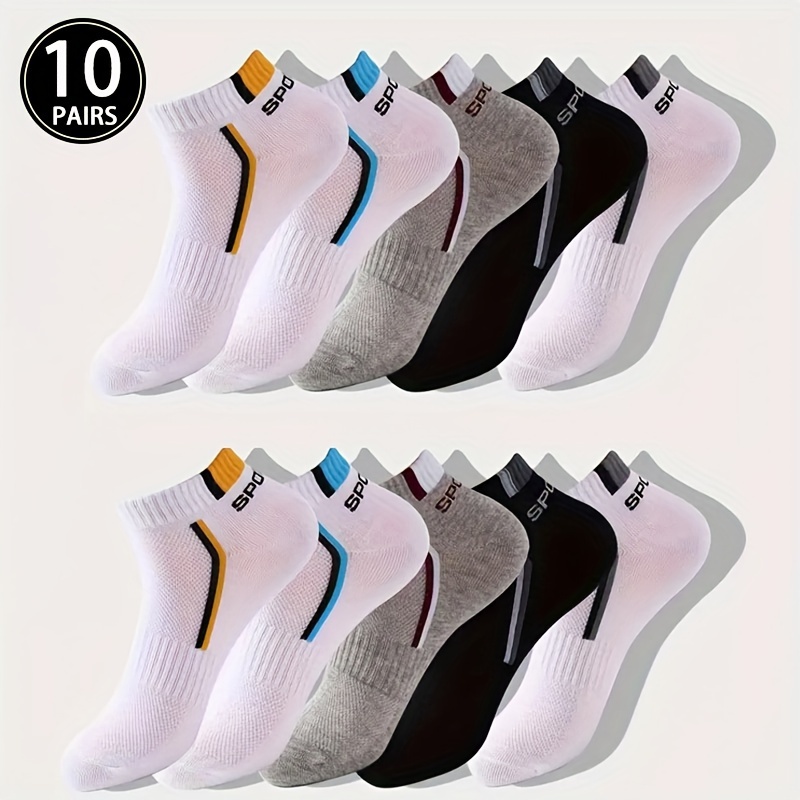 

10 Pairs Of Men's Anti Odor & Sweat Absorption Low Cut Socks, Comfy & Breathable Socks, For Daily And Outdoor Wearing