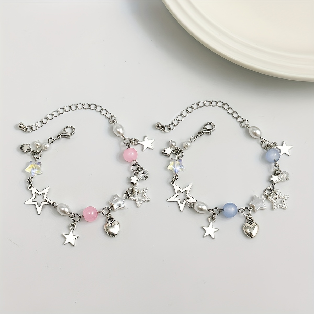

2pcs Of Sweet And Beaded Bracelets,