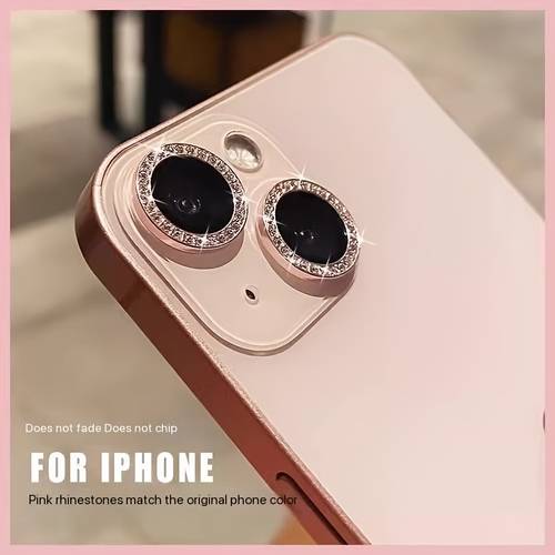 película de lente con adorno de diamantes para iphone 17 pro max, 14/15/13 | vidrio templado 9h resistente a arañazos con anillo de aleación de aluminio para cámaras traseras 16 pro max, 16 plus, 11/12/13