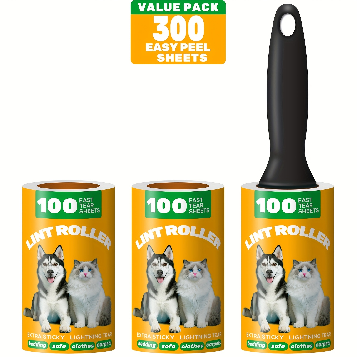 TEMU Extra Sticky Lint Roller, 100/300/400/600 Sheets Pet Hair Remover Roller, Lint Roller Refills, Lint Rollers For Pet Hair, Portable Lint Remover,