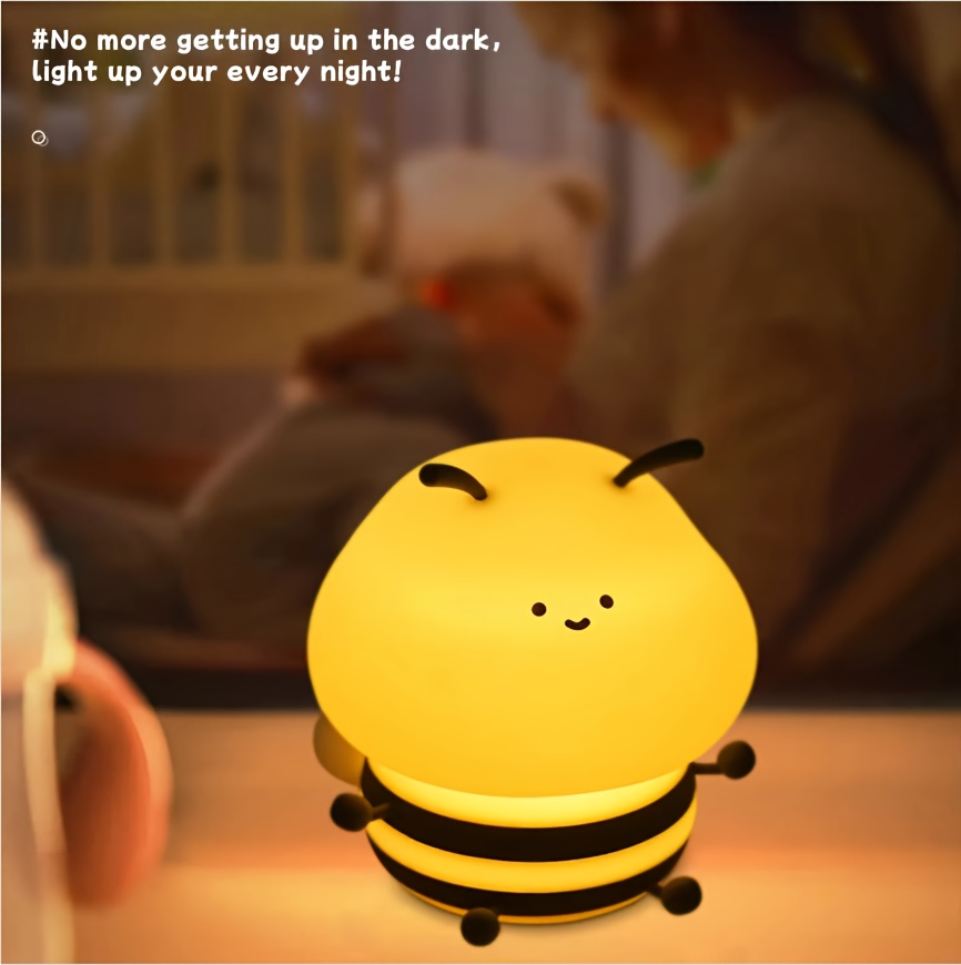 1  honeybee night light rechargeable eye protection bedside lamp with colorful changing colors cute bedroom decorative ornament Product details 6