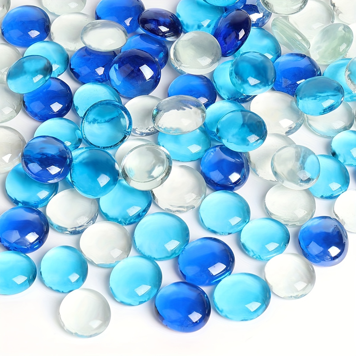 

100pcs Ocean Blue Glass Marbles - Mixed Gemstone Vase Fillers, Decorative Pebbles For Aquariums & Crafts