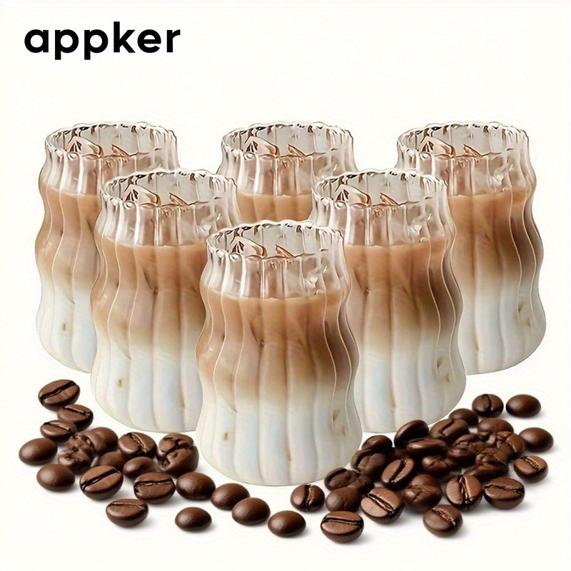 E-shop 6 Stück Große Borosilikatglasbecher - Hitze- Kältebeständig, Spülmaschinengeeignet & Wiederverwendbar für Kaffee, Tee, Milchshakes, Smoothies -