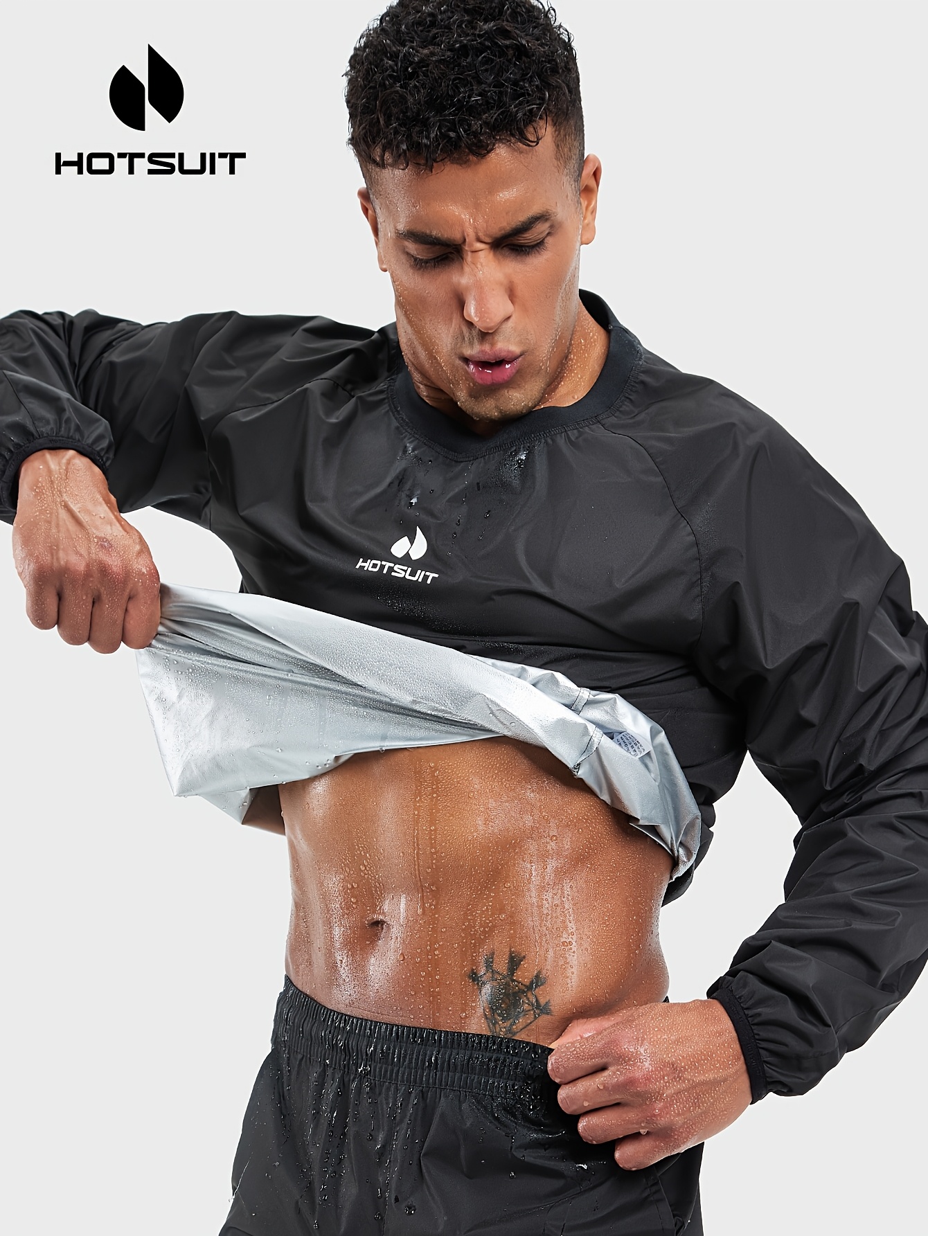 mens heavy duty anti rip sauna suit gym shirt quick Temu Philippines