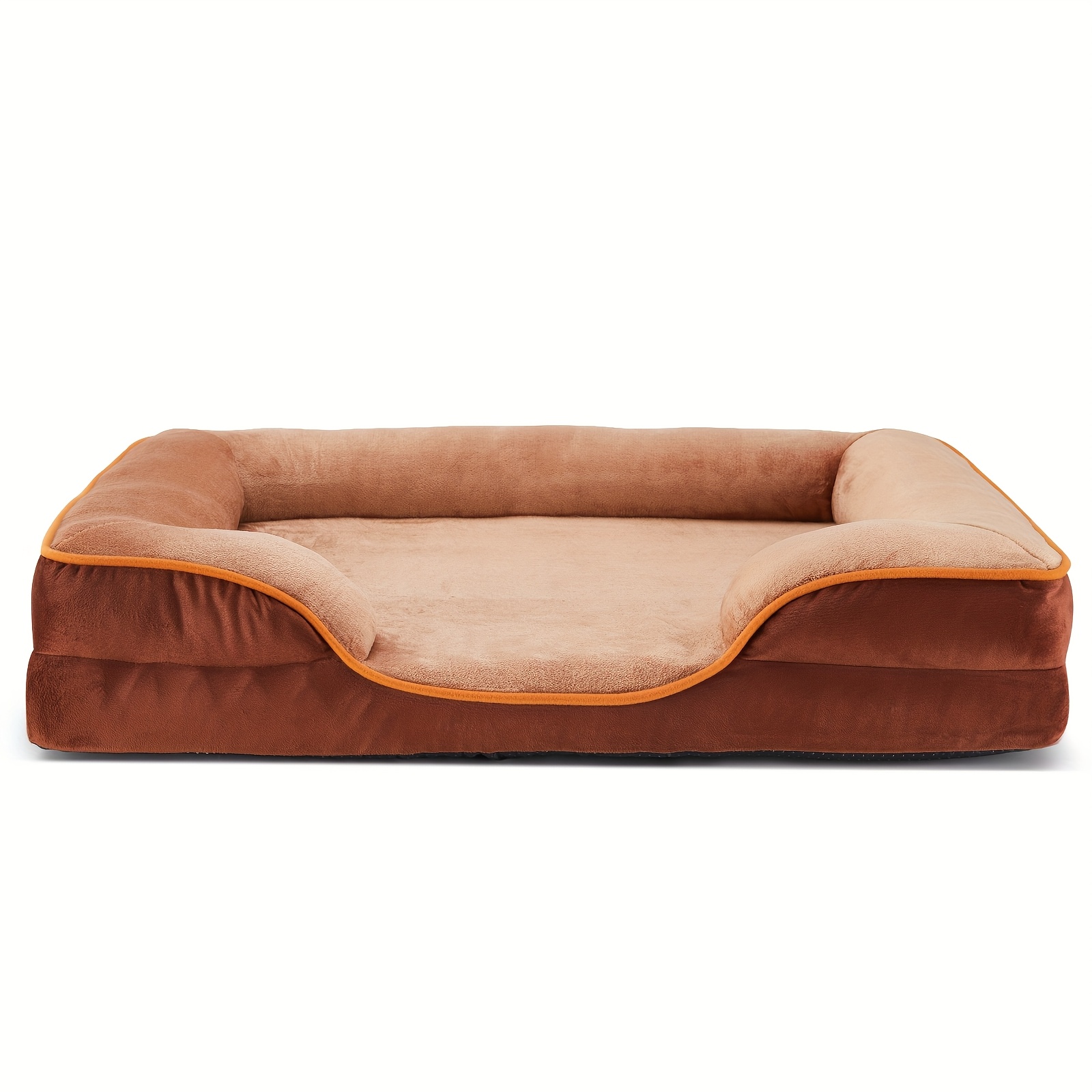 TEMU Antonia Orthopedic Donut Dog Bed Memory Foam Pet Mattress Washable Removable Cover Non-slip Base High Quality Liner Egg Crate Foam Sleep Grey Brown