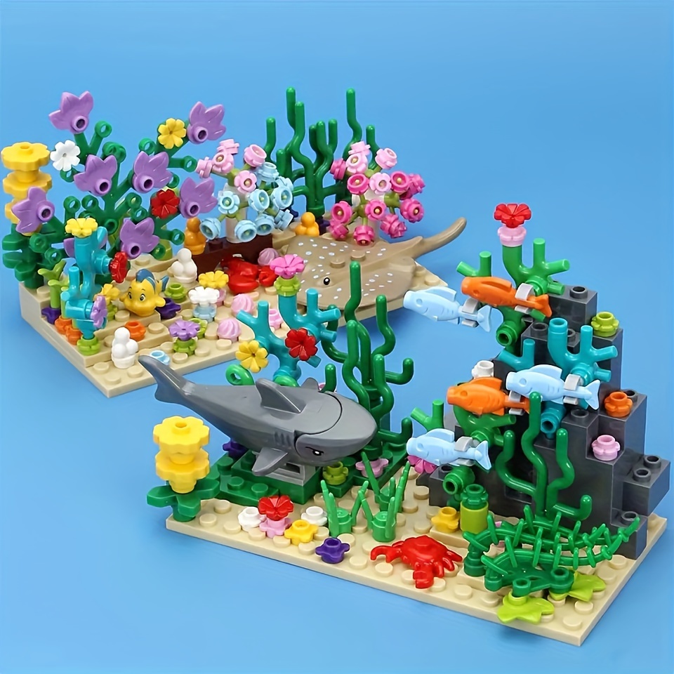 

1 Set Of Underwater World Animal Building Blocks, Home Decoration, Halloween Gift