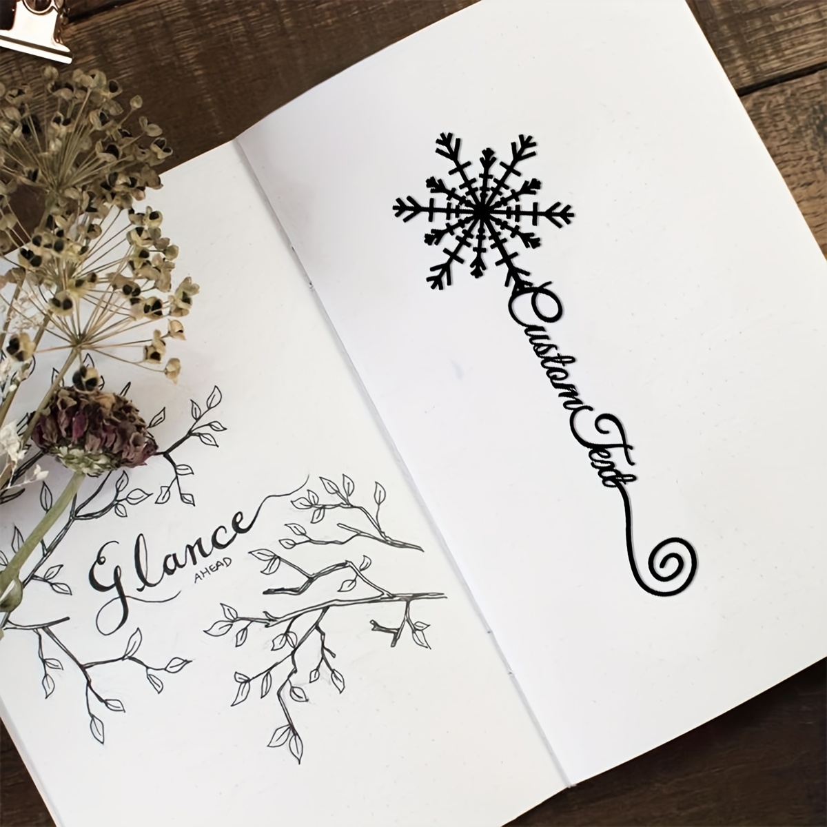 TEMU 1pc Customized Snowflake Bookmark, Personalized Metal Snowflake Bookmark With Custom Name - Book Lovers Gift For Teacher Appreciation, Back To