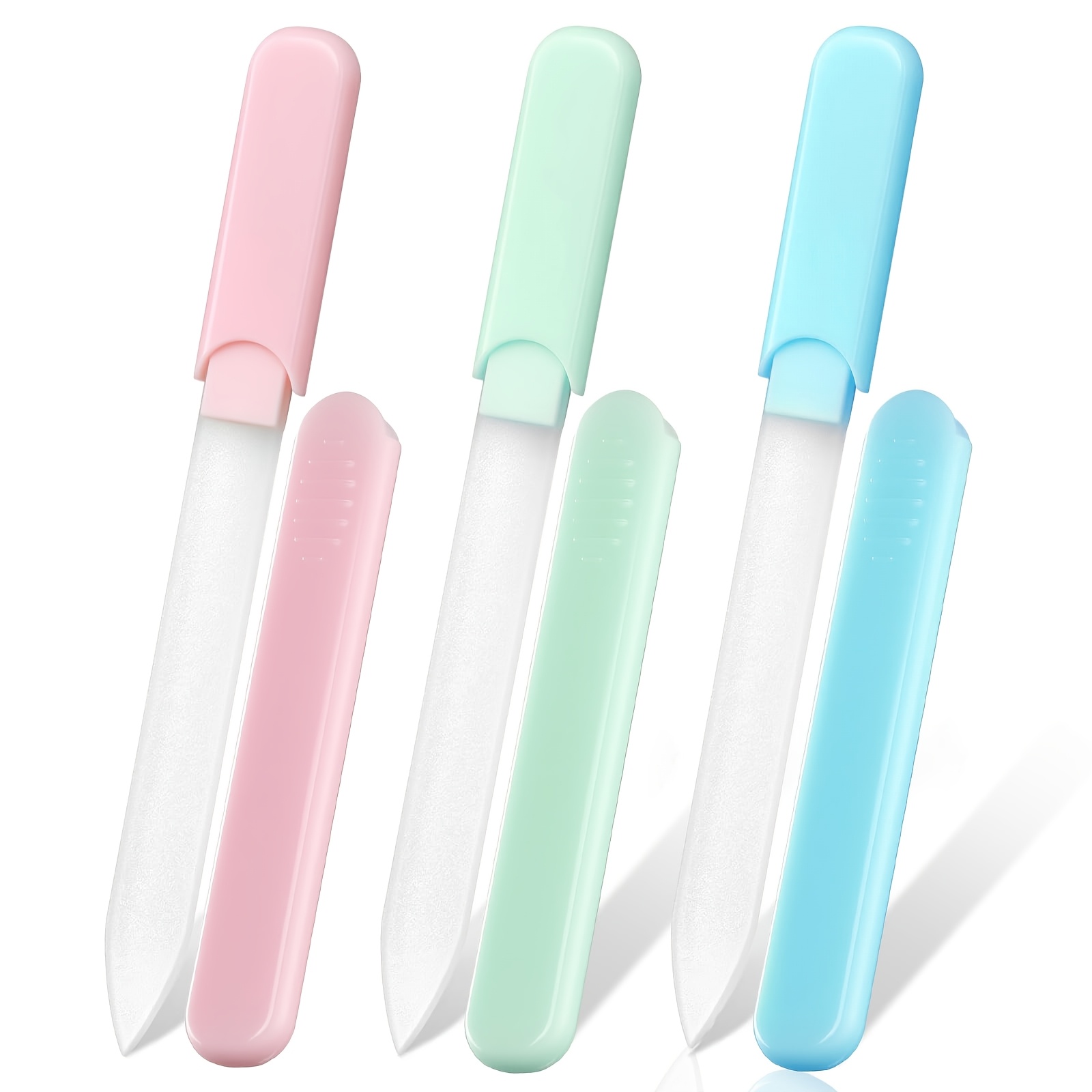 TEMU Nail File: Glass Nail File Suitable For Natural Nails, Double-sided Reusable Sandblasted Cuticle Polisher With Storage Case, For Shaping And